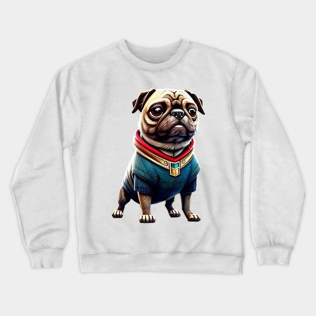 Pug in Mystic Wizard Costume - Cute Pug Dressed as a Sorcerer Crewneck Sweatshirt by fur-niche